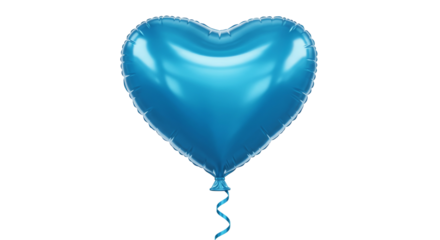 Blue heart shaped balloon isolated, PNG 