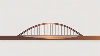 Obraz premium Simple Rustic Bridge Icon with Warm Earth Tone Palette Arch Structure Design and Minimalist Linear Geometric Shapes on White Background