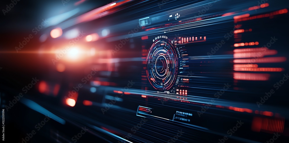 Poster futuristic digital interface with glowing elements and data streams. a mesmerizing blend of technolo