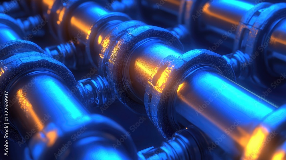 Poster a conceptual image of a blockchain-powered industrial supply chain ensuring secure transactions.