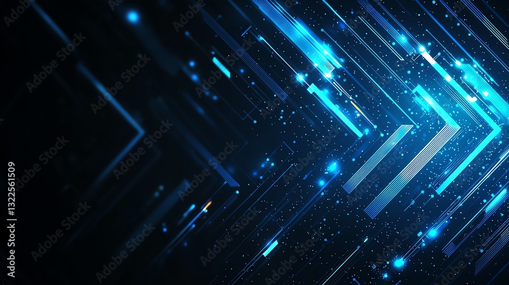 Poster a dynamic and captivating abstract background featuring glowing blue lines and particles, representi