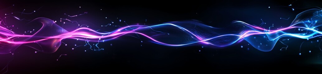 Obraz premium A vibrant background featuring dynamic flowing lines in purple and blue hues, evoking a sense of movement and energy, perfect for design projects that require an artistic touch.