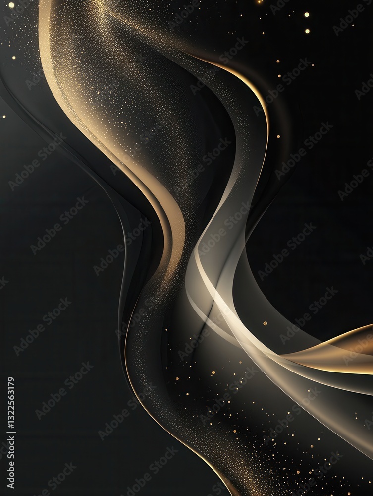 Aufkleber luxurious dark background with elegant gold accents swirls, creating a modern abstract design for so