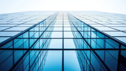 Modern Glass Skyscraper Architecture, Stunning Upward View