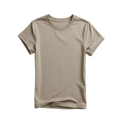 Mockup of blank beige t-shirt isolated on transparent background