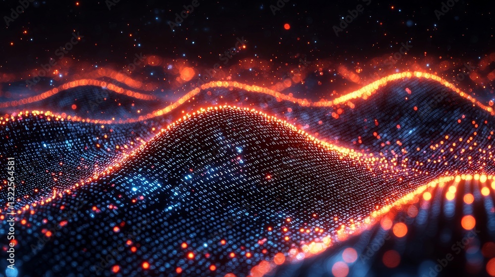 Poster exploring abstract communication methods and the trajectory of data in future technologies