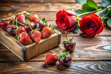 Delicious Chocolate Dipped Strawberries & Rose for Valentine's Day