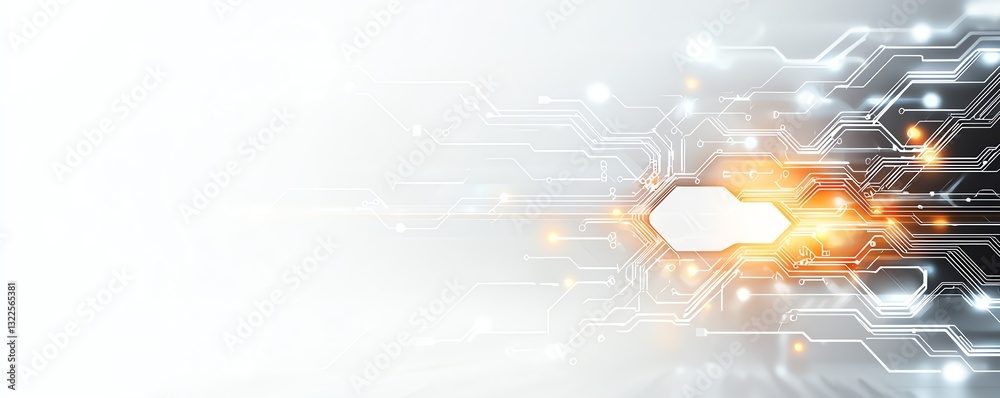 Poster a futuristic digital background featuring abstract circuitry patterns with glowing elements. ideal f