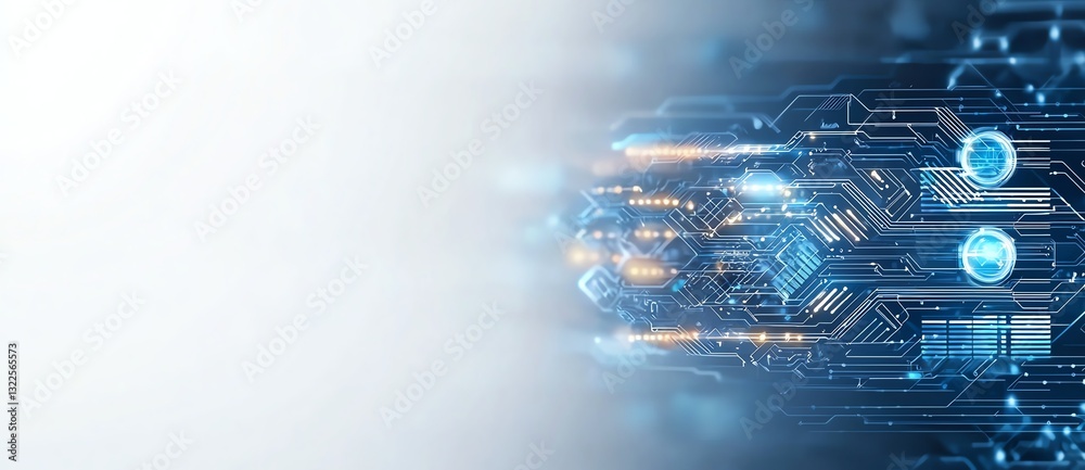 Poster a futuristic digital backdrop showcasing advanced technology concepts including circuit board patter