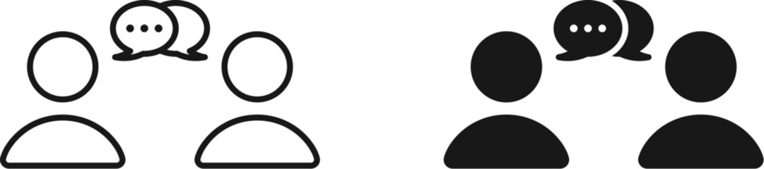 People talking icon set. Conversation and communication icons, chat or talk speech bubble icon