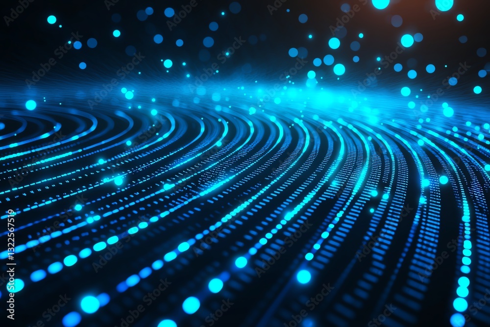Poster a captivating abstract image showcasing flowing blue light particles, creating a mesmerizing visual 