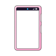 Pink smartphone with an empty blank screen isolated vector illustration