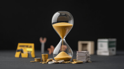 hourglass filled with sand symbolizes time management and financial planning