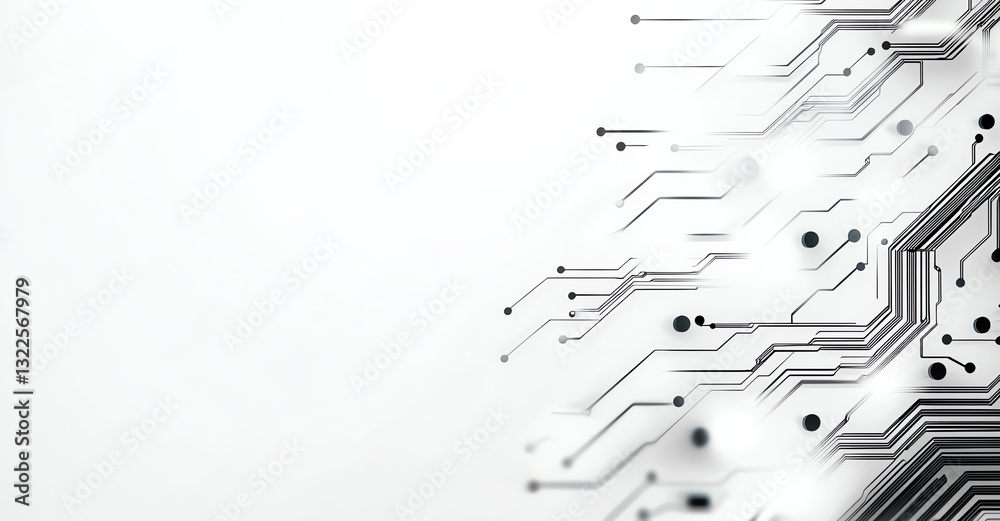 Poster abstract image showcasing intricate circuit patterns on a white background, symbolizing modern techn