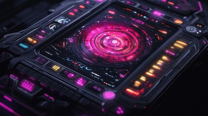 A futuristic holographic production planning interface optimizing factory workflows.