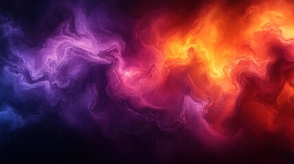 Fototapeta premium Abstract swirling vibrant purple, orange, and red nebula cloudscape.