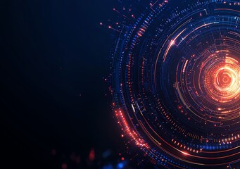 Obraz premium A captivating digital abstract background, featuring vibrant swirls of light and color that evoke a sense of dynamic movement and innovation, perfect for tech-themed designs.