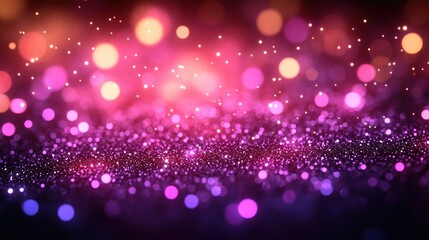 Fototapeta premium Sparkling pink and purple glitter bokeh background.