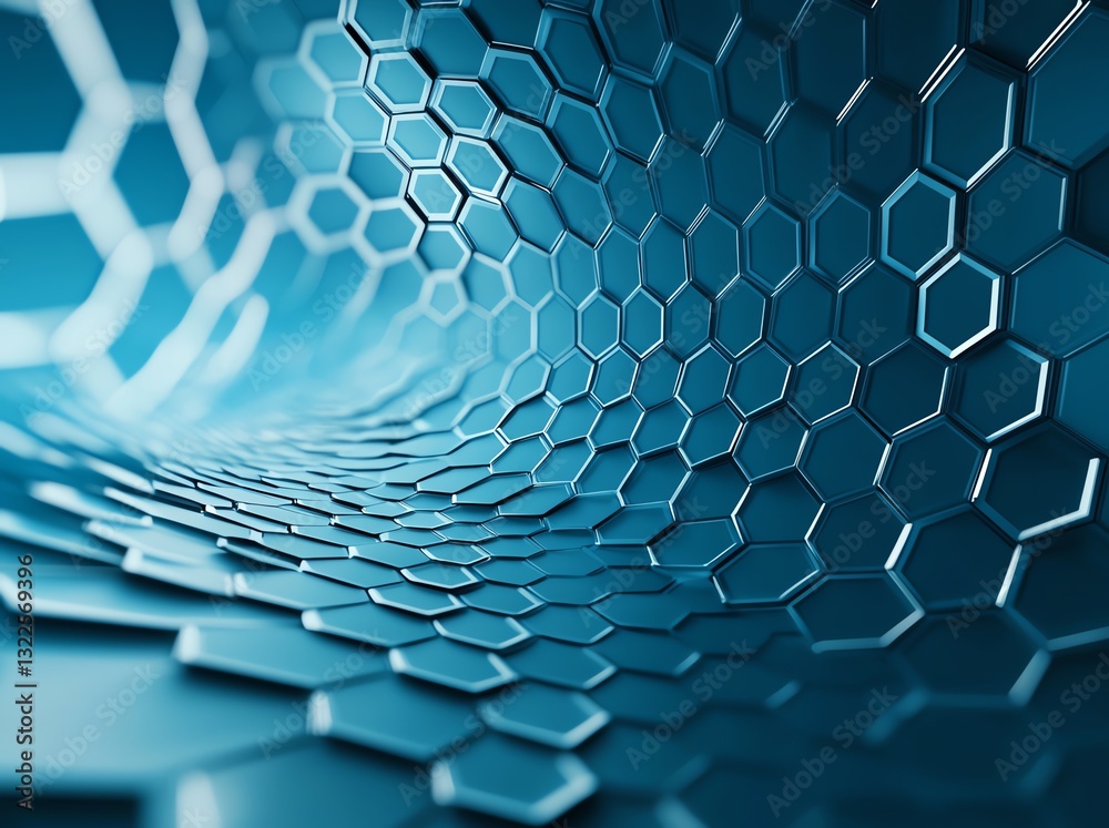Poster a mesmerizing close-up of a hexagonal pattern, showcasing a futuristic and sleek design. this image 