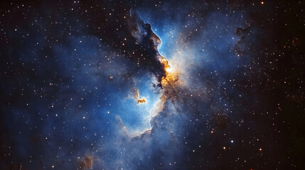 Obraz premium Deep blue cosmic galaxy background with scattered stars and nebula clouds creating a space theme