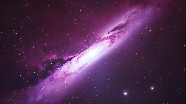 Deep purple cosmic galaxy background with scattered stars and nebula clouds creating a space theme