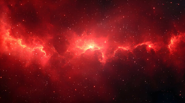 Deep red cosmic galaxy background with scattered stars and nebula clouds creating a space theme