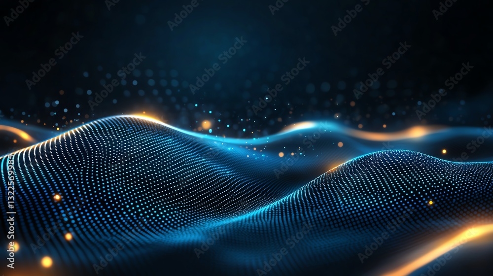 Poster dynamic blue waves of light flow seamlessly across a dark background, creating a stunning visual dis