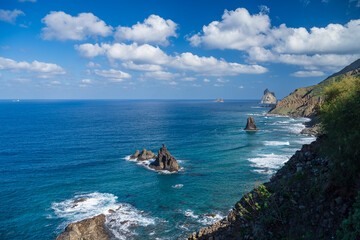 Cliff Coast at northern Anaga Mountains, Tenerife, Canary Islands, Spain