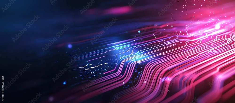 Poster this vibrant abstract image showcases dynamic lines and glowing elements, representing the flow of d