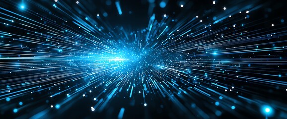A stunning abstract image depicting light streaks against a dark background, symbolizing speed, energy, and futuristic innovation. Perfect for technology-themed designs.