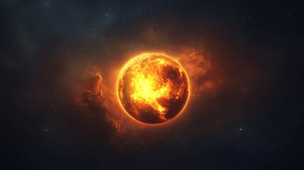 Obraz premium Fiery Planet in the Vast Cosmos