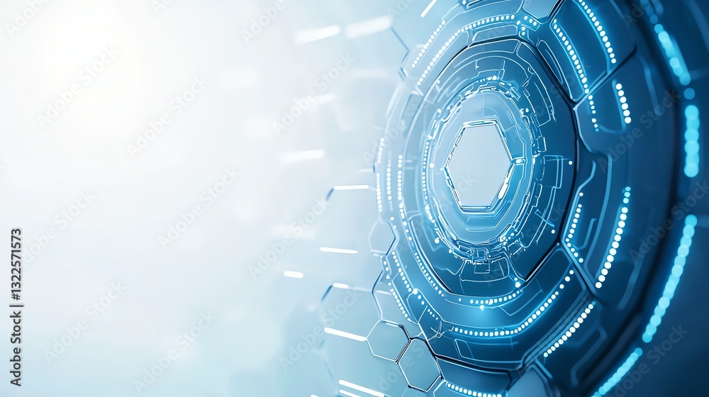 Aufkleber futuristic technology abstract background featuring glowing hexagonal patterns, symbolizing innovati