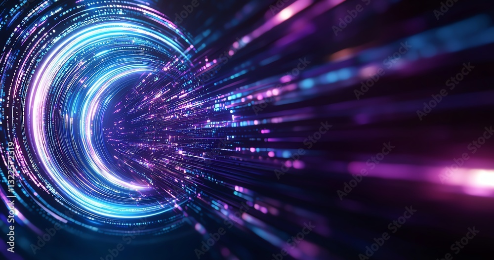 Poster a mesmerizing visual of light trails creating a sense of speed and movement, illustrating the concep