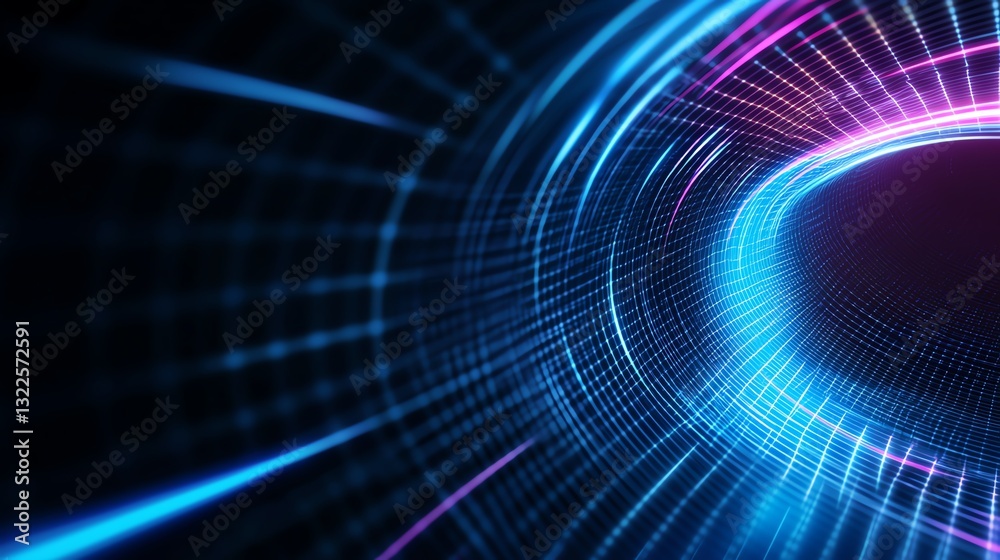Poster an abstract representation of vibrant light trails creating a dynamic visual effect. this digital de