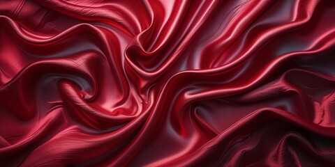 Obraz premium Rich red silk fabric with elegant draping showcasing fine texture and luxurious appearance in natural light