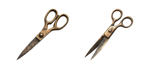 Vintage Scissors Set with Distressed Metal Blades and Classic Handles