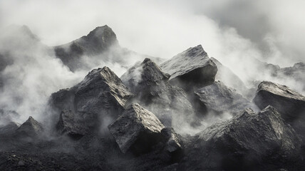 mountain in the fog