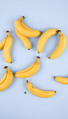Many sweet ripe bananas on color background, flat papercut style. with white shades