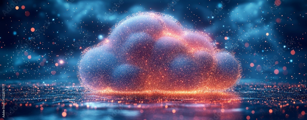 Poster 3d abstract representation of cloud computing set against a circuit board background