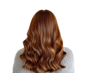 Naklejka premium Silky Wavy Copper Hair from the Back on a White Background