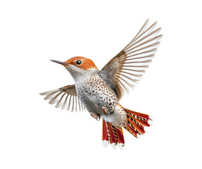 Obraz premium Colorful hummingbird in mid-flight showcasing vibrant feathers and wings