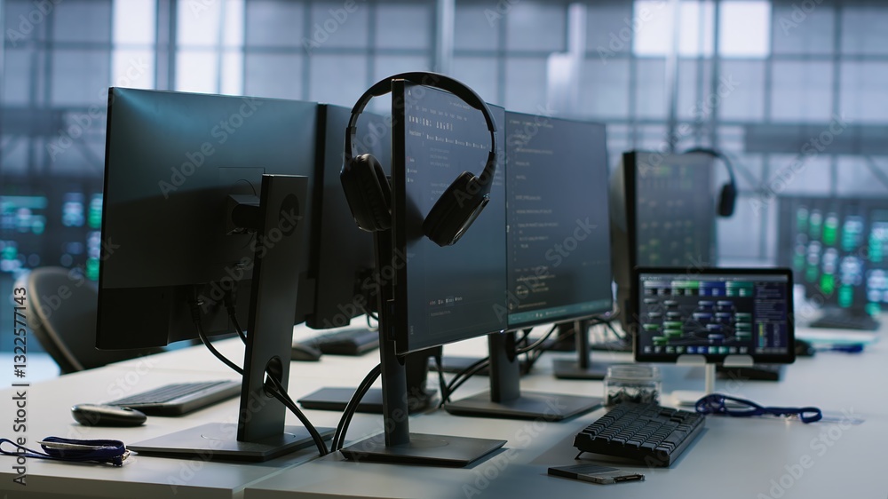 Poster artificial intelligence applications used in data center workplace to maintain company network equip