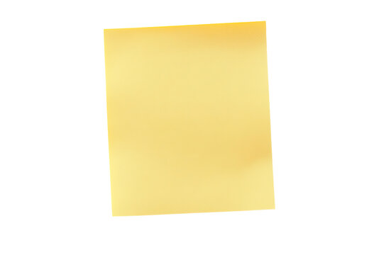 Blank yellow sticky paper note isolated on transparent background