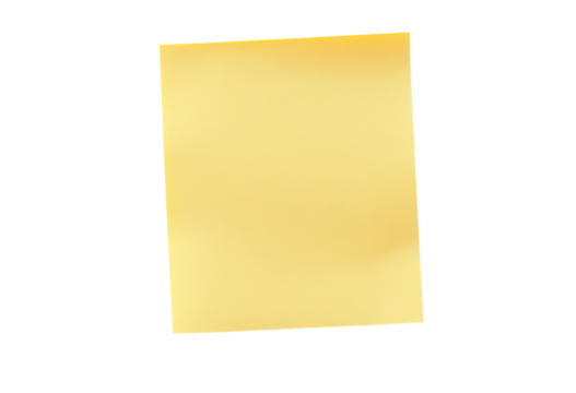 Blank yellow sticky paper note isolated on transparent background