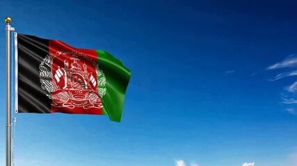 national flag of afghanistan waving on the wind, banner in the blue sky