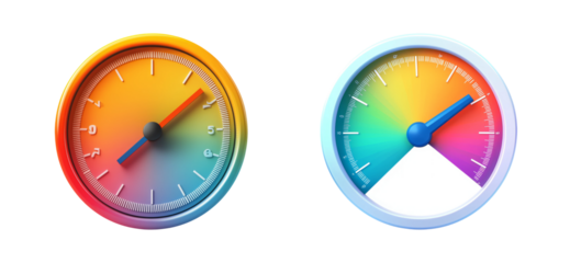 Colorful Gradient Gauges Representing Speed and Performance Metrics