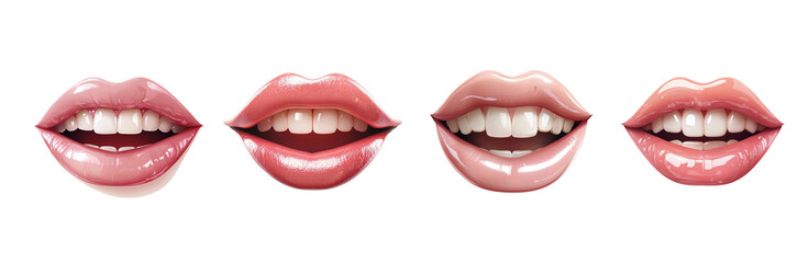 Fototapeta premium Various Styles of Human Lips Illustrating Emotion and Expression