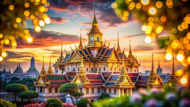 Golden Pagoda Loha Prasat Bangkok Thailand Bokeh Tourist Attraction