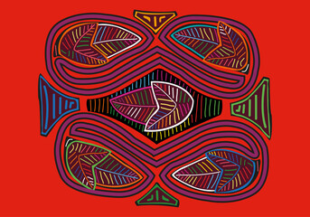 Obraz premium mola kuna indigenous people of panama colorful