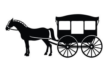 Silhouette Carriage And Horse Cart Logo Design creative design of horse cart or carriage